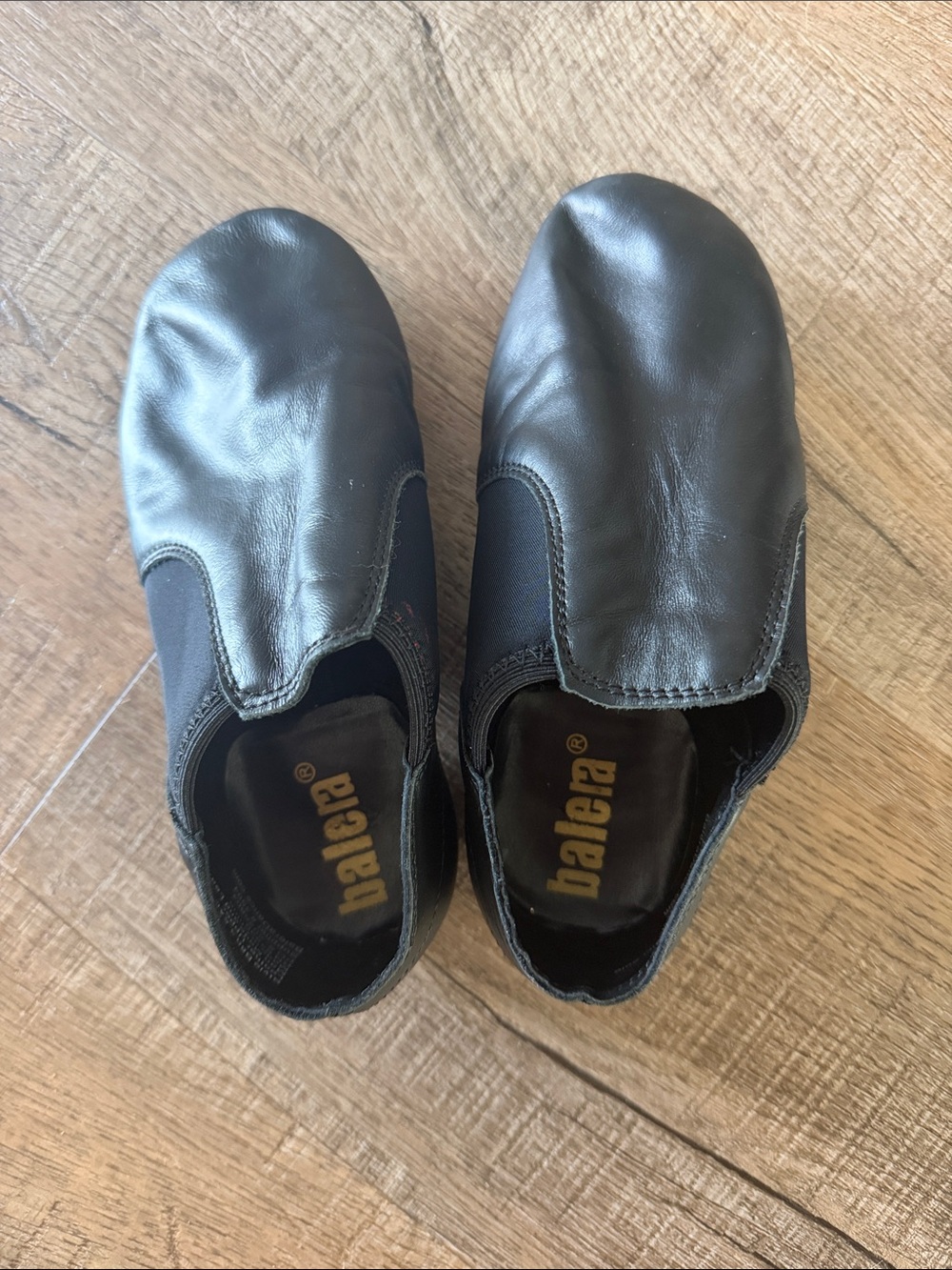 balera Black Leather-Look Slip-On jazz shoes